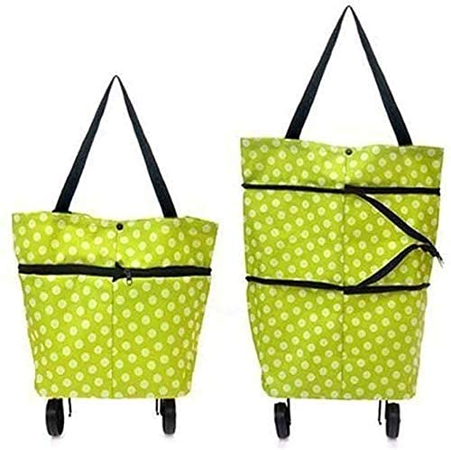 Foldable Shopping Trolley Bag with Wheels - Multi Color, Folding Travel Luggage Bag/Vegetable, Grocery, Shopping Trolley Carry Bag