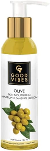 Good Vibes Olive Skin Nourishing Makeup Cleansing Lotion – 120 ml – Contains Anti-Ageing Properties, Improves Skin Health and Filled with Vitamin E – Cruelty Free