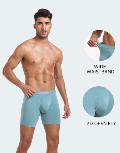 COLORFULLEAF Men's Boxer Briefs Underwea Soft Rayon Made From Bamboo Boxer Briefs for Men with 3-D Pouch Open Fly4