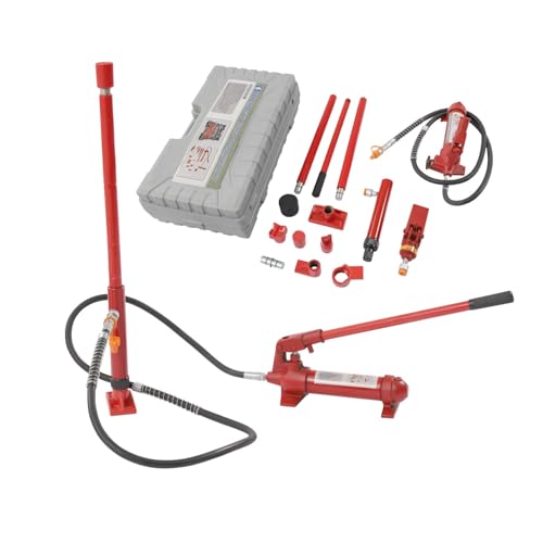 DOONARCES 6 Ton Hydraulic Porta Power Kit Hydraulic Jack Ram Lift Heavy Duty Auto Body Frame Repair Tool Kit with Case & Oil Tube for Automotive Car Truck Heavy Equipment Repair, Red (6T/15pcs)