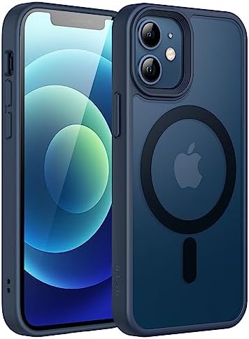 JETech Magnetyczna Etui dla iPhone 12 mini 5,4 Cala Kompatybilny z MagSafe, Półprzezroczysta Matowe Tylna Szczupły Odporny na Wstrząsy Case (Czarny)