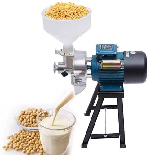Electric Grain Mill Grinder 2200W Corn Grinder Flour Mill Wet and Dry Use Grain Mill with Funnel Thickness Regulator Wheat Rice Grinding Machine Grinder for Home and Commercial Use