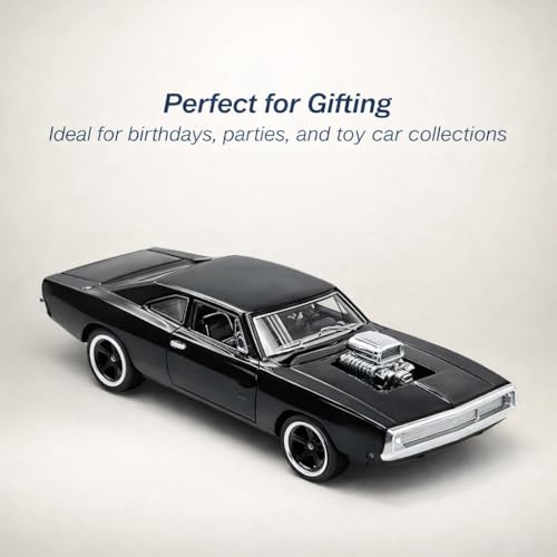 Image of 1:64 Scale Diecast Metal Muscle Car | Alloy Body Mini Collectible Cars with Smooth Wheels | Realistic Display Model & Racing Toy for Kids, Adults & Collectors (Muscle Car 1:64 Scale - Black)