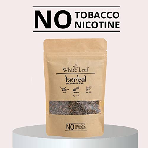 White Leaf Tobacco & Nicotine Free Smoking Mixture With 100% Natural Herbal Smoking Blend 1 Pack (1 Oz/ 30G) #TOP1