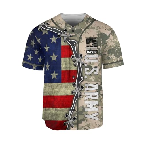 Camiseta de béisbol personalizada para veteranos para hombres, camiseta del ejército de EE. UU., camisetas para el Día de los Veteranos para papá, abuelo miniatura 3