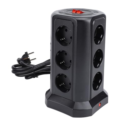 Regleta de torre vertical de ABS compacta con interruptor protector 5