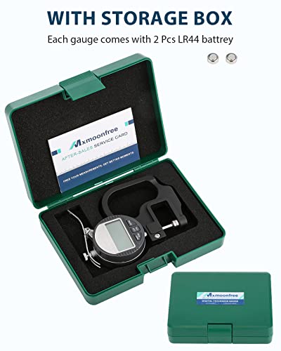 Mxmoonfree Digital Thickness Gauge 0.001Mm/0.00005" | 0-12.7Mm/0.5" Electronic Micrometer Thickness Meter With Lcd Display, Unit Conversion, Storage Case, Extra Battery #TOP5