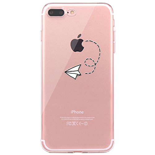 JAHOLAN iPhone 7 Plus Case, iPhone 8 Plus Case Amusing Whimsical Design Clear TPU Soft Case Rubber Silicone Skin Cover for iPhone 7 Plus iPhone 8 Plus - Paper Airplane