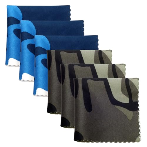 Calabria 6 Pack Microfiber Cleaning Cloth Blue/Green Camouflage Print Clean Eyeglass Lens TV Phone Screens Camera Sunglasses