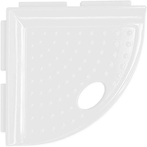 Questech Decor - Reposapiés de ducha, estante de afeitado de ducha de esquina montado en la pared, con tapa para nueva construcción, organizador de