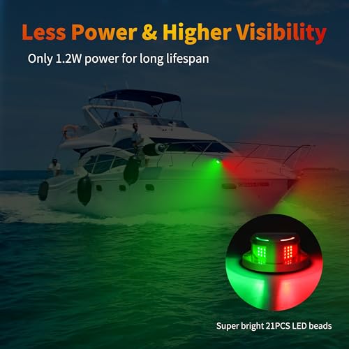 image for RVZONE LED Boat Navigation Light Red and Green Marine Navigation Light