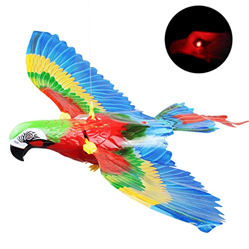 16.5 In Bird Mechanical Flying Toy, Bird Interactive Cat Toy, Electric Hanging Flying Bird Hanging Lifelike Predator Scarecrow Diverter For Birds, Mice, Squirrels, Rabbits Rodents With Lights Music #TOP6