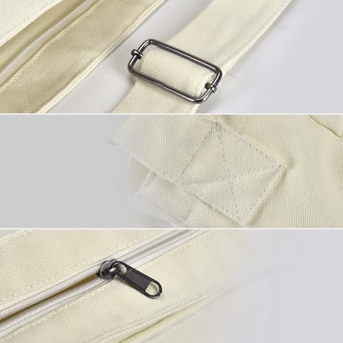 Large Vintage Canvas Messenger Shoulder Bag for Women Men Messenger bag Travel Crossbody Bag with Multiple Pockets4