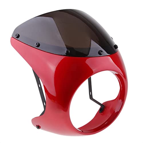 Gazechimp 7 inch Headlight Fairing Covers Front Head Light Cowl Headlamp Visor Shield for Cafe Racer Motorcycle Universal, Red