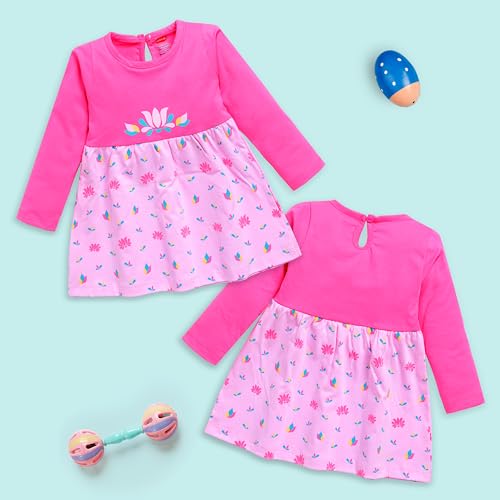 Image of LuvLap Baby Girls 100% Cotton Full Sleeve Girl Frock Pack of 3
