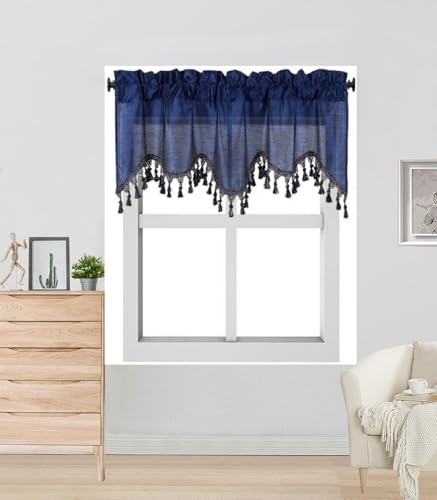 Generic WAVE Solid Faux Silk Swag Waterfall Cascade Ascot Window Curtain Valance W/Tassels Trim 55 Inch X18 Inch Wave thumb #1