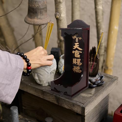 Soporte de Buda de mesa en madera tallada con base estable para estante flotante 5