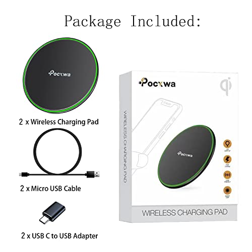 Pocxwa Wireless Charger For Samsung Galaxy S23 S22 S21 S10 Plus S10E S9 S9+ S8 S8+ S7 S6 Edge, Fast Wireless Charging Pad Compatible With Samsung Galaxy Note 20 10 9 8, 10W Cargador Inalambrico 2-Pack #TOP6