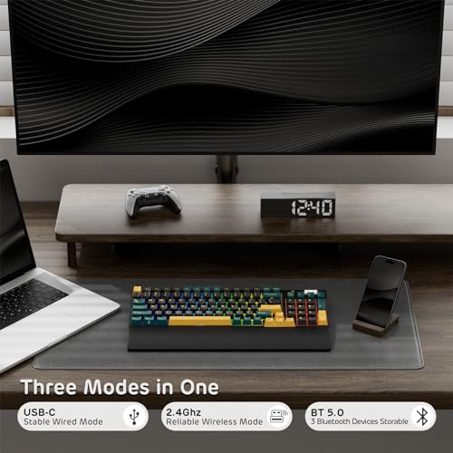 Image of RK ROYAL KLUDGE RK96 RGB Limited Ed, 90% 96 Keys Wireless 3-Mode BT5.0 /2.4G /USB-C Hot Swappable Mechanical Keyboard w /Wrist Rest, Volume Control, Software, Massive Battery, RK Viridian Switch