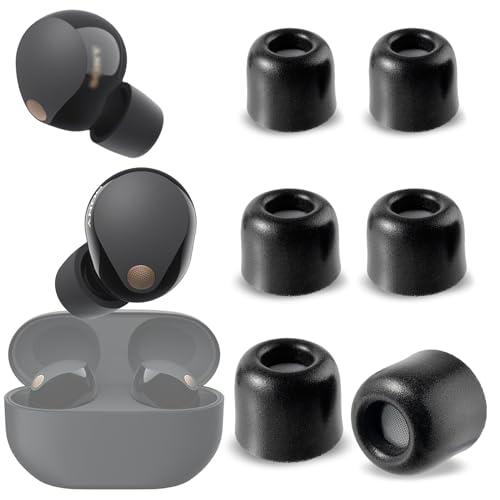 sciuU Geräuschisolierende Ohrstöpsel [3 Paar] Kompatibel mit Sony WF-1000XM5, Staubschutz Memory Foam Tips Ohrhörer, Geräuschreduzierung & Klangverbesserung – S+M+L