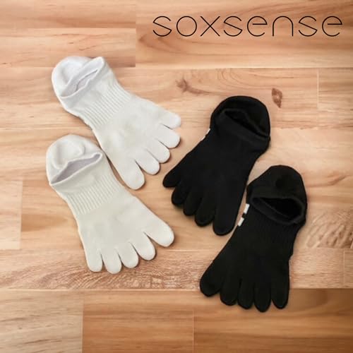 Image of soxsense Cushion No Show Toe Socks For Women Five Finger Socks Low Cut Athletic Running Socks 4 Pairs