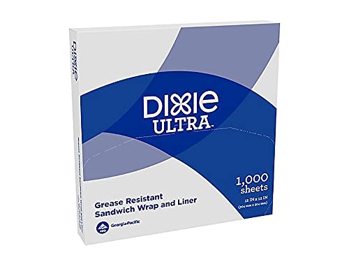 Dixie Ultra Grease Resistant Sandwich Wrap and Liner by GP PRO (Georgia-Pacific), White, GRC1212, 12"x12", 5000 Sheets Per Case, (5 packs of 1000 sheets)