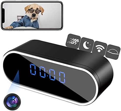 Hidden Camera Clock WiFi Spy Camera Clock Wireless Hidden 1080P HD Nanny Camera with Night Vision and Motion Detective for Home Office
