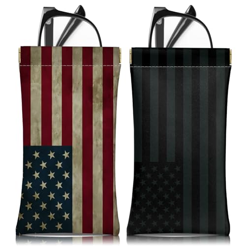 Image of 2 PCS Glasses Eyeglass Sunglasses Case Pouch Soft PU Leather Cute Aesthetic with Cleaning Cloth for Boys Men Man