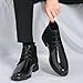 QEOSNBX Men'S Splicing Leather Lace Up Low Heel Dress Chukka Ankle Boots Classic Fashion Comfortable Non-Slip Chunky Heel Causal Oxford Booties For Business Work Driving (Black,9)