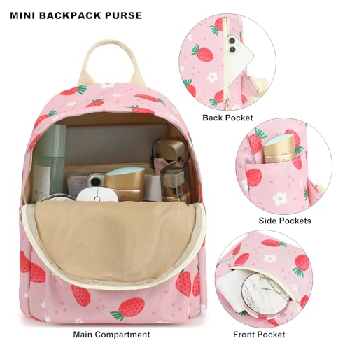 Image of Strawberry Mini Backpack Women Girls, Small Backpack Purse for Adults Teens Kids School Travel