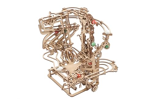 UGEARS Wooden Marble Run Chain Hoist - Mechanical 3D Wooden Puzzles for Adults - DIY 3D Model Kits for Adults to Build - Unique Brain Teaser 3D Puzzle Marble Game Gifts For Christmas