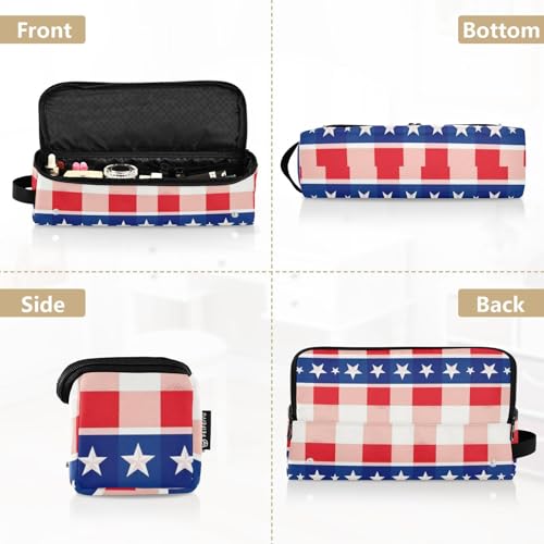 Bolsa de viaje para herramientas de cabello con tapete resistente al calor extraíble, impermeable, organizador para planchas, alisadores, rizadores, con patrón de borde rojo y blanco a cuadros miniatura 5