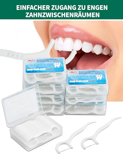 400 Stück Zahnseide LAOYE Dental Floss Zahnseide Sticks Zahnpflege Interdental Flossers mit Zahnstocher Einwegzahnseide Zahnreinigung Sticks zur Entfernung von Plaque und Speiseresten - 50x8er