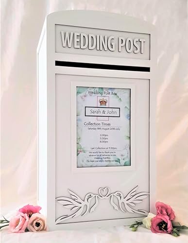 Personalised White Wedding Card Post Box With Lock & Keys Lockable Wooden Wedding Cards Box Large Royal Mail Postbox With Lock Card Box For Wedding Reception