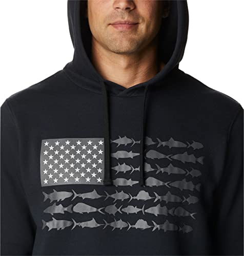 Columbia PFG Herren Kapuzenpullover Fish Flag II, Schwarz/Graphit, USA, Medium – Ansicht 4