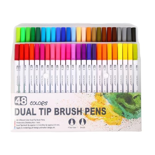 ERRORY 36/48/60/72/100色 フェルトチップ ペン ブラシ マーカーペン 水彩筆 子供 大人 塗り絵 メモを取る