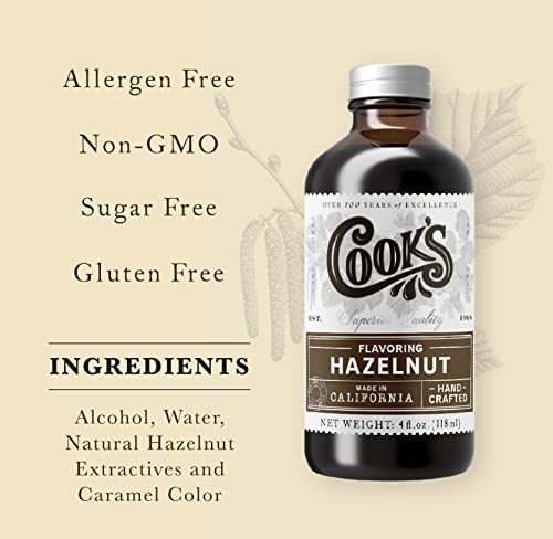 Cook's, Pure Hazelnut Flavor, Certified Kosher, Gluten Free, Allergen Free, Vegan, 32 Oz #TOP1