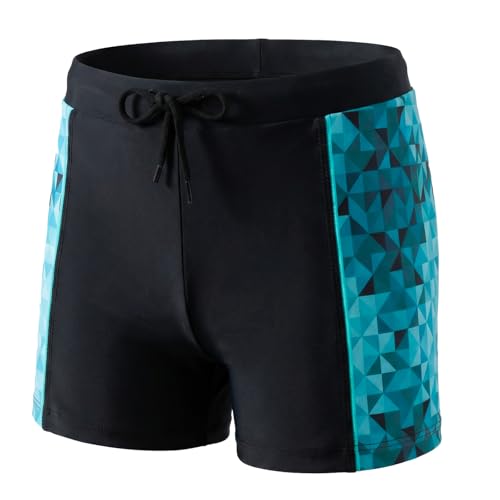 JinBei Maillot de Bain Enfant, Short de Bain Garcon Séchage Rapide Slip de Bain avec Cordon Ajustable Confortable Léger Court Moulant Short Noir pour Surf Plage Natation Rafting, 7-8 Ans