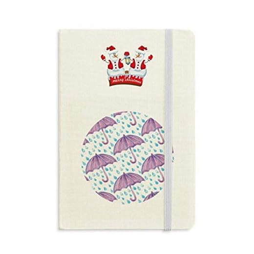 Morada acuarela paraguas lluvia Navidad muñeco de nieve cuaderno grueso tapa dura