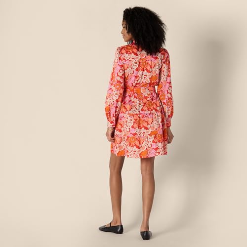 Image of Amazon Essentials Women's Regular-Fit Cotton Sateen Tiered Shirt Dress