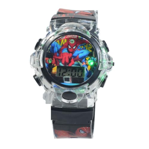 Relógio Infantil Menino Personagens Homem Aranha Luz E Som (Preto)