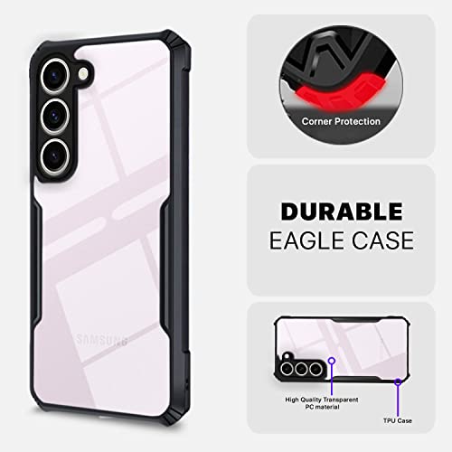 Image of Pikkme Samsung Galaxy S23 5G Back Cover | Crystal Clear Transparent Back | Ultra Hybrid | Full Camera Protection | Raised Edge | Bumper Back Case (Black)