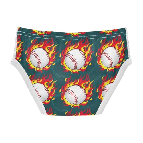 ODAWA Flaming Baseballs Boys Cotton Underwear, Tag-Free Comfort 2T Underwear2