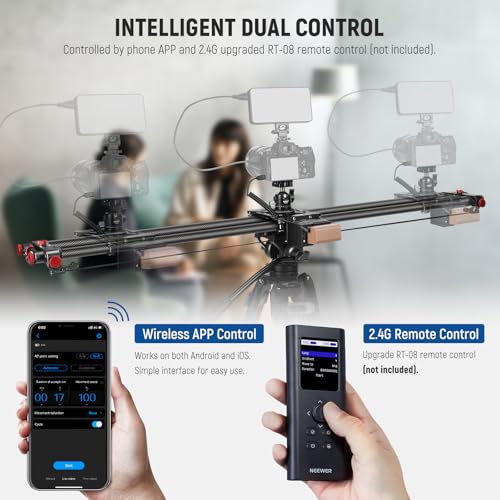 Image of NEEWER 47.2 inch /120cm Motorized Camera Slider, DSLR Carbon Fiber Dolly Rail Slider with App Control, 4400mAh F750 Battery for Time Lapse Photography, Supports Video Mode, NOT Include Charger, ER1