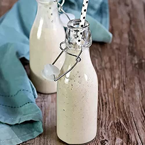 Image of Clip Top Preserve Bottles - 6 Pack of 250ml Clear Glass Bottles with Airtight Stoppers, Swing Top Bottles for Beer Brewing, Wine, Condiments, Beverages, Oil, Vinegar (Pack of 6)