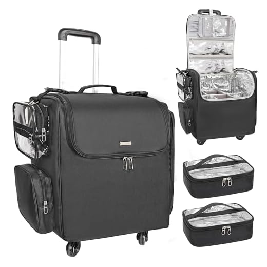 Relavel Rolling Makeup Train Case Organizer