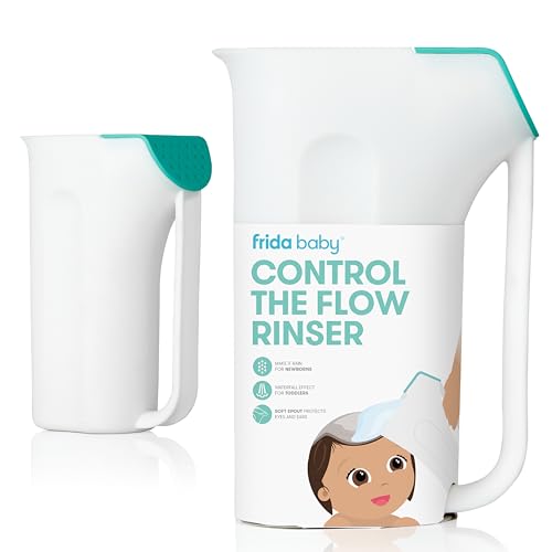 Frida Baby Control The Flow Bath Rinse Cup | Rinser to Wash Hair + Body | Rinser Cup for Bath Time with Easy Grip Handle + Removable Rain Shower