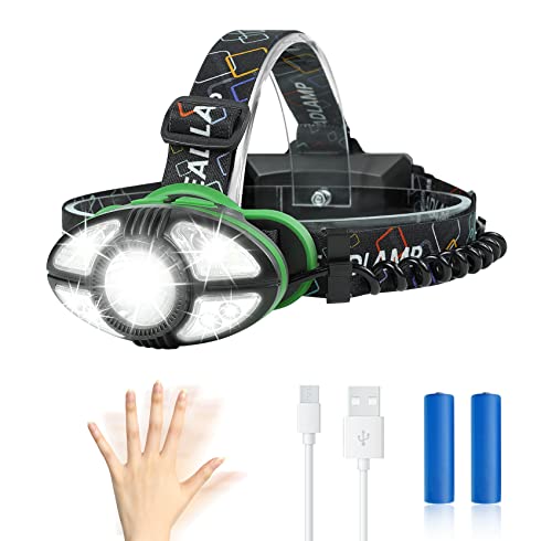 Rechargeable LED Headllamp Flashlights, Super Bright Head Lamps with Many Modes, Compact and Lightweight,Waterproof 1800 High Lumen Perfect for Adults and Kid…