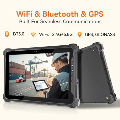Image of T10W-2D Rugged Windows Tablet, 10.1 inch Durable Industrial Tablet with Scan, 8GB+128GB, 4G LTE, GPS, BT5.0 Wi-Fi,Water-Proof, 700nit Sunlight Readable for Outdoor, Enterprise Work, Vehicle