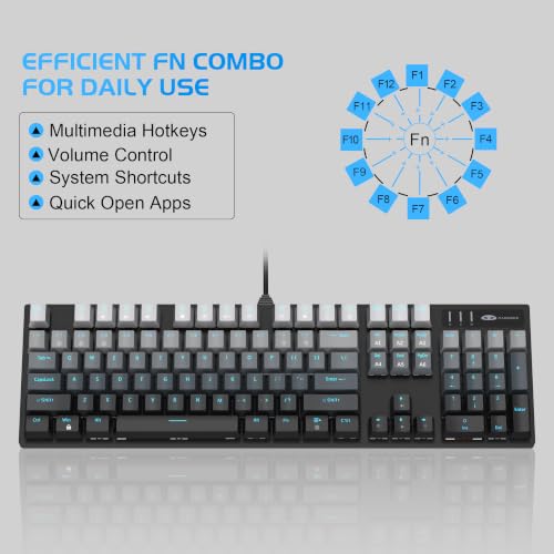 Image of MageGee MK-Storm Mechanical Gaming Keyboard, 104 Keys Wired Light Up Keyboard with Linear Red Switch, Ice Blue Backlit, Double-Shot Keycaps, N-Key Rollover for Laptop, Desktop, PC (Gradient Gray)